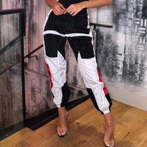 Black Contrast Reflective Cargo Trousers.